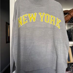 DKNY Gray Turtleneck Sweater with Yellow Accents